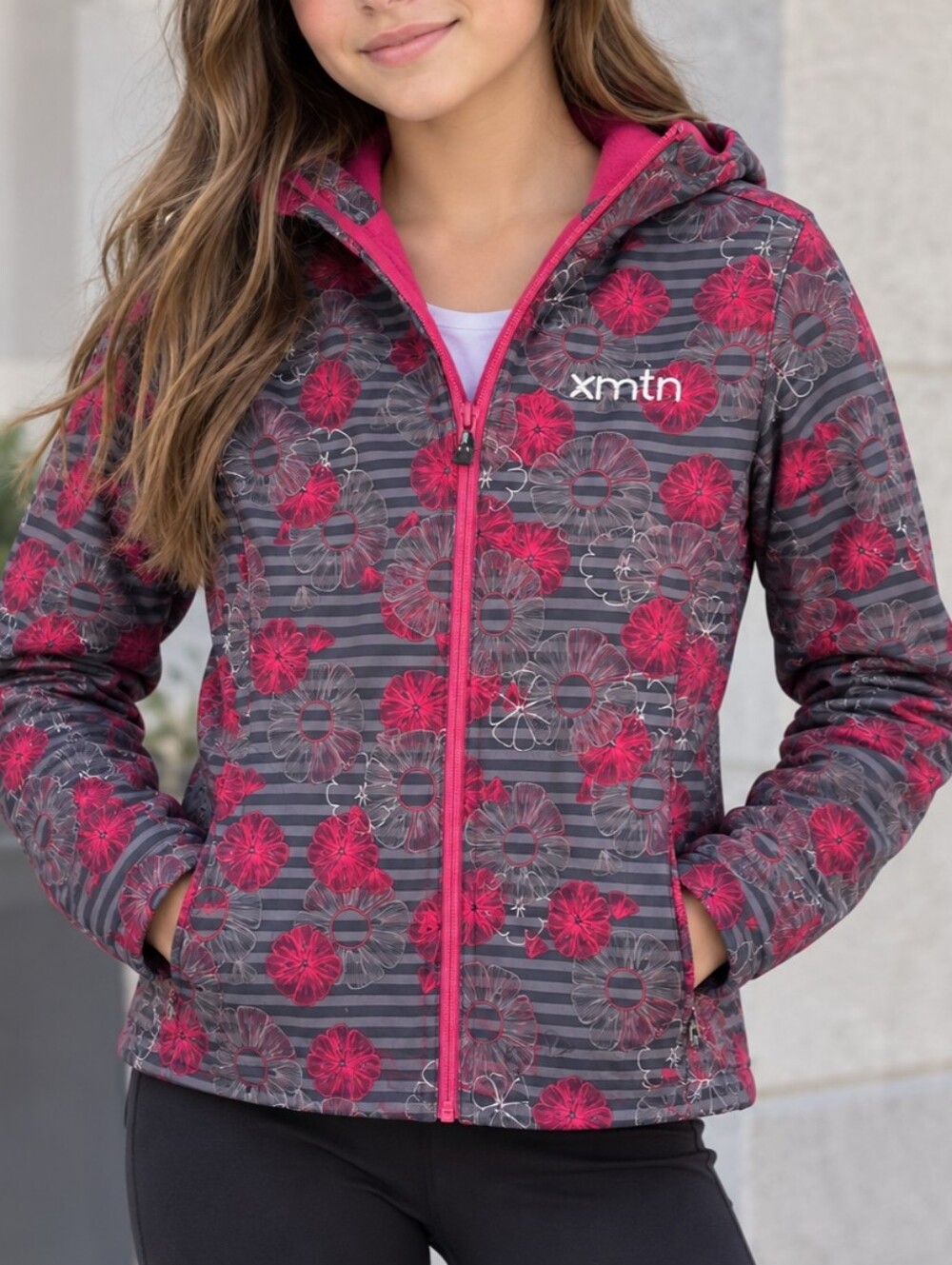 XMTN Kids' Gray & Pink Zip Hoodie Jacket - (Youth)